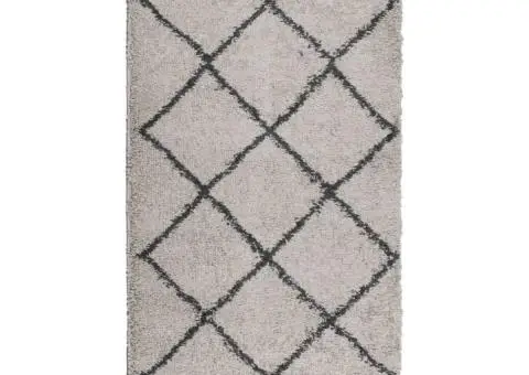 Covor pufos "PAMPLONA" cu fire înalte, bej/antracit, 80x150 cm - 2/5