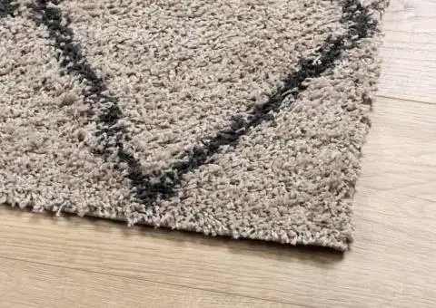 Covor pufos "PAMPLONA" cu fire înalte, bej/antracit, 80x150 cm - 4/5