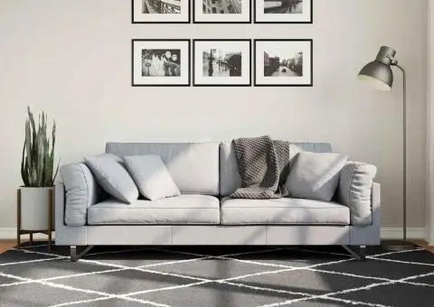 Covor pufos "PAMPLONA" fire înalte negru/crem modern 160x230 cm - 1/5