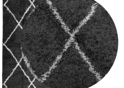 Covor pufos "PAMPLONA" fire înalte negru/crem modern 160x230 cm - 3/5