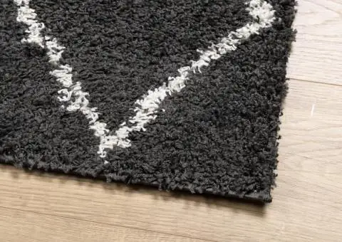 Covor pufos "PAMPLONA" fire înalte negru/crem modern 160x230 cm - 4/5