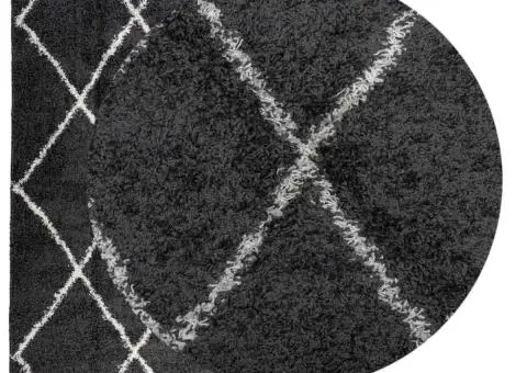 Covor pufos "PAMPLONA" fire înalte negru/crem modern 140x200 cm - 3/5