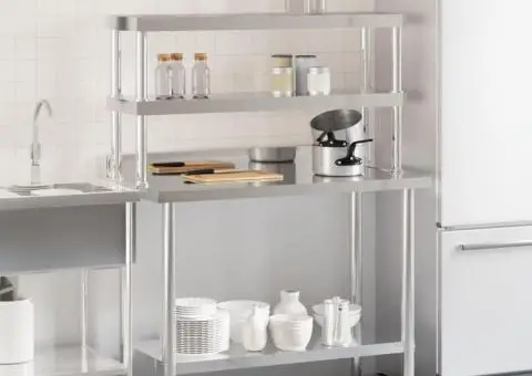 Masă bucătărie cu raft superior, 110x55x150 cm, oțel inoxidabil - 3/5