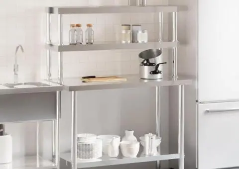 Masă bucătărie cu raft superior, 110x55x150 cm, oțel inoxidabil - 3/5