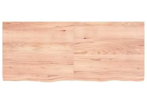 Blat de baie, maro deschis, 140x60x(2-4) cm, lemn masiv tratat - 4/5