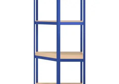 Raft de colț cu 4 niveluri, albastru, oțel și lemn compozit - 5/5
