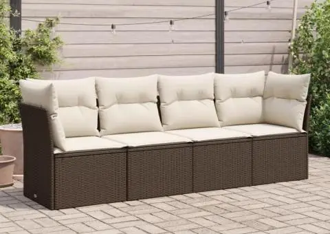 Set canapele de grădină, 4 piese, cu perne, maro poliratan maro - 1/3