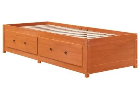 Pat de zi fără saltea, maro ceruit, 90x200 cm, lemn masiv pin - 3/5