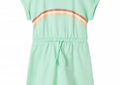 Rochie pentru copii cu șnur, verde aprins, 128 - 1/5