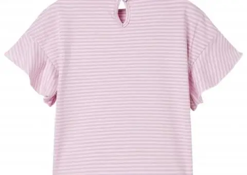 Tricou pentru copii cu mâneci cu volane, lila, 116 - 2/5