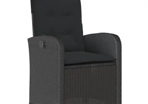 Set mobilier de grădină cu perne, 9 piese, negru, poliratan - 3/5