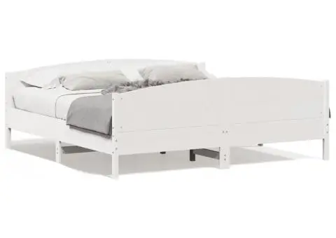 Cadru de pat fără saltea, alb, 180x200 cm, lemn masiv pin - 2/5