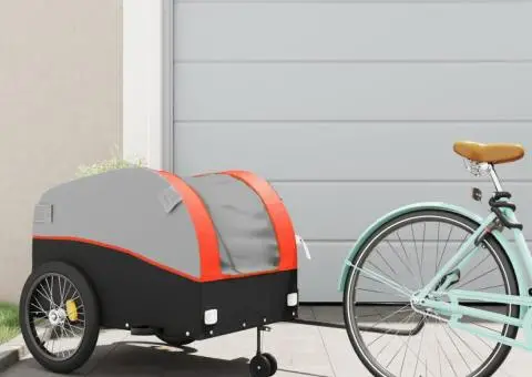 Remorcă pentru biciclete, negru și portocaliu, 45 kg, fier - 1/5