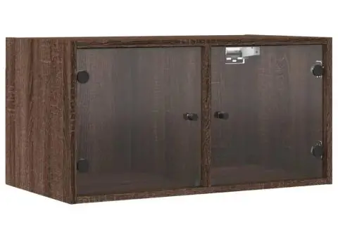 Dulapuri de perete cu uși din sticlă 2 buc. stejar maro - 2/5