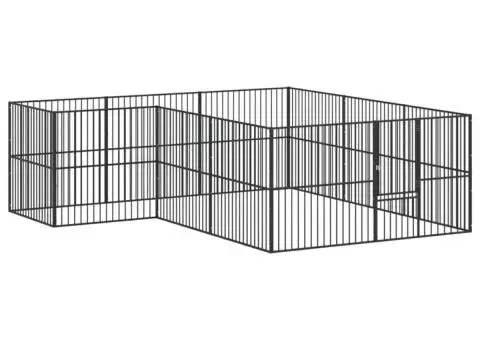 Țarc pentru câini cu 12 panouri, negru, oțel galvanizat - 2/5
