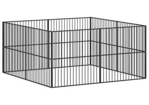 Țarc pentru câini cu 8 panouri, negru, oțel galvanizat - 2/5