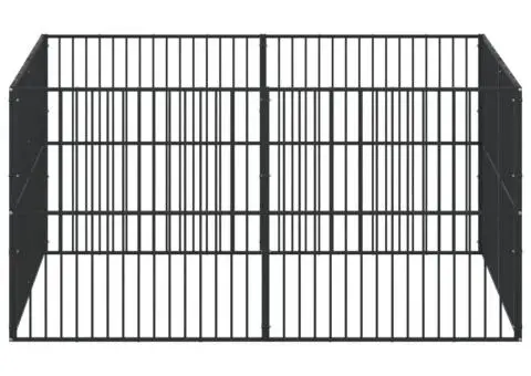Țarc pentru câini cu 8 panouri, negru, oțel galvanizat - 4/5