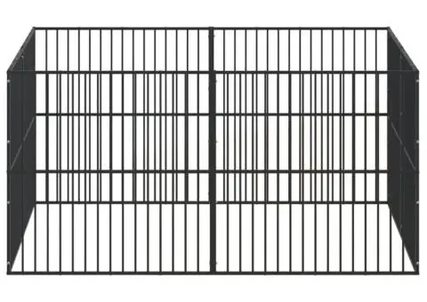 Țarc pentru câini cu 8 panouri, negru, oțel galvanizat - 5/5