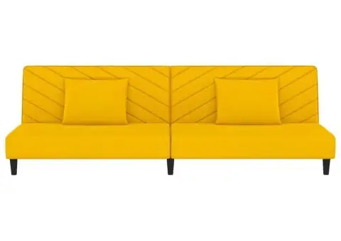 Canapea extensibilă cu 2 locuri, 2 perne, galben, catifea - 5/5