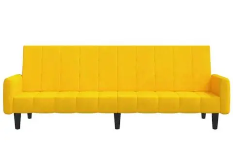 Canapea extensibilă cu 2 locuri, galben, catifea - 5/5