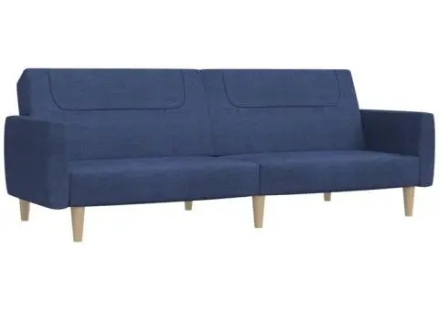 Canapea extensibilă cu 2 locuri, albastru, material textil - 2/5