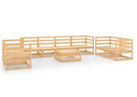 Set mobilier de grădină, 9 piese, lemn masiv de pin - 2/5