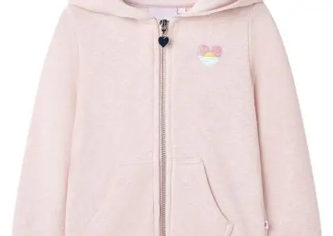 Hanorac pentru copii cu glugă și fermoar, combinație roz deschis, 92 - 1/5