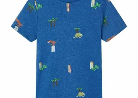 Tricou pentru copii, albastru închis melanj, 140 - 1/5