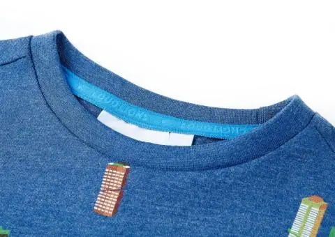 Tricou pentru copii, albastru închis melanj, 140 - 3/5