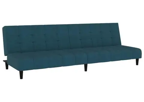 Canapea extensibilă cu 2 locuri, albastru, catifea - 2/5