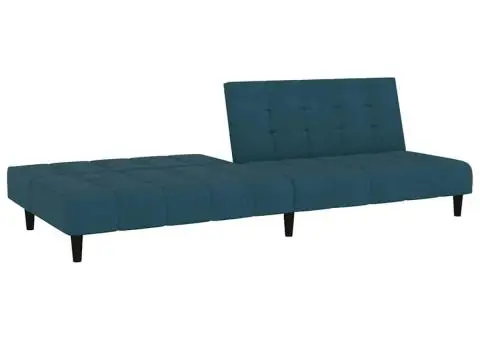 Canapea extensibilă cu 2 locuri, albastru, catifea - 4/5