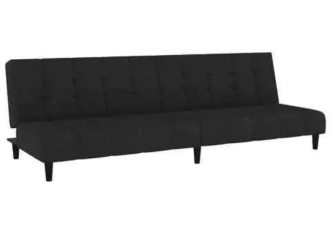 Canapea extensibilă cu 2 locuri, negru, catifea - 2/5