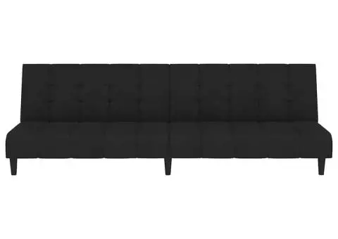 Canapea extensibilă cu 2 locuri, negru, catifea - 5/5