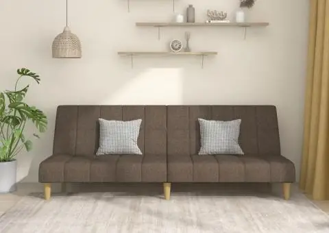 Canapea extensibilă cu 2 locuri, gri taupe, material textil - 1/5