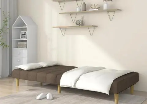 Canapea extensibilă cu 2 locuri, gri taupe, material textil - 3/5