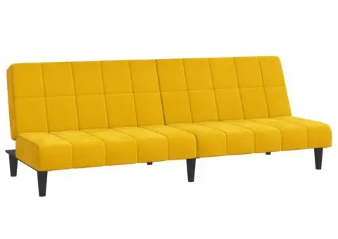 Canapea extensibilă cu 2 locuri, galben, catifea - 2/5