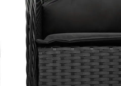 Set mobilier de grădină cu perne, 5 piese, negru, poliratan - 5/5