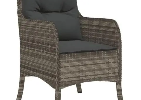 Set mobilier grădină cu perne, 9 piese, gri, poliratan - 3/5