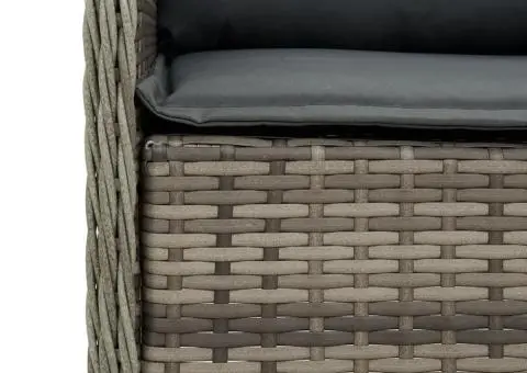 Set mobilier grădină cu perne, 9 piese, gri, poliratan - 5/5