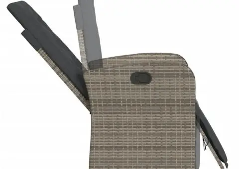 Set mobilier de grădină cu perne, 7 piese, gri, poliratan - 5/5