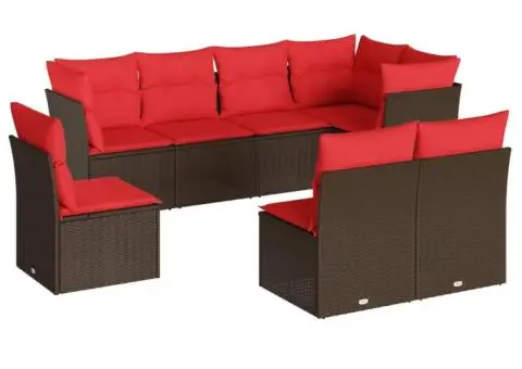 Set canapele de grădină cu perne, 8 piese, maro, poliratan - 2/3