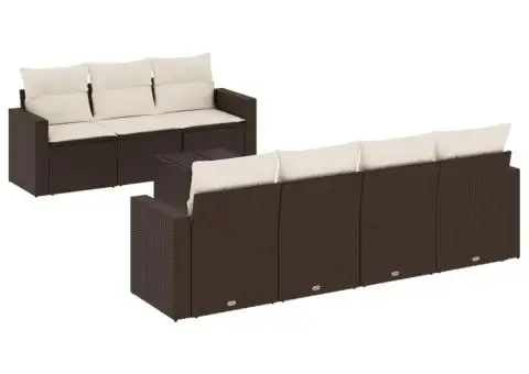 Set canapele de grădină cu perne, 8 piese, maro, poliratan - 2/3