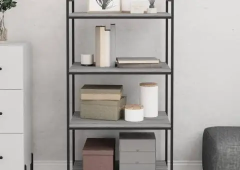 Rafturi de perete, 4 buc., gri sonoma, 60x50x1,5 cm, lemn - 3/5