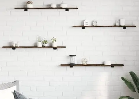 Rafturi perete 4 buc. stejar fumuriu 100x10x1,5cm lemn compozit - 3/5