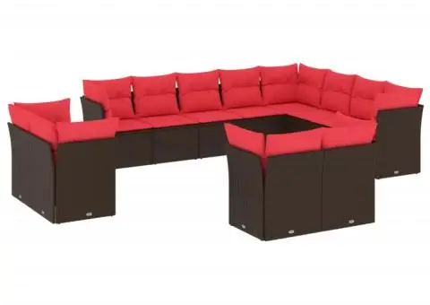 Set canapele de grădină cu perne, 12 piese, maro, poliratan - 2/3