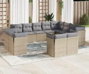 vidaXL Set canapele de grădină cu perne, 12 piese, bej, poliratan
