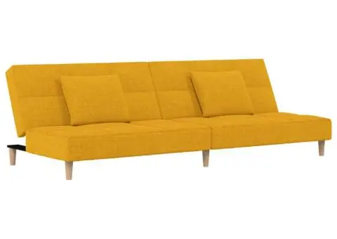 Canapea extensibilă cu 2 locuri, 2 perne, galben, textil - 2/5