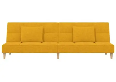 Canapea extensibilă cu 2 locuri, 2 perne, galben, textil - 5/5
