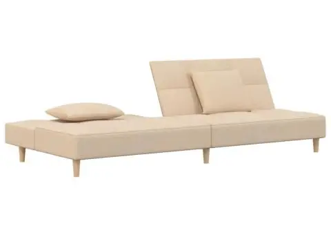 Canapea extensibilă cu 2 locuri, 2 perne, crem, textil - 4/5