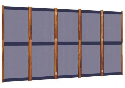 Paravan de cameră cu 5 panouri, albastru închis, 350x180 cm - 2/5